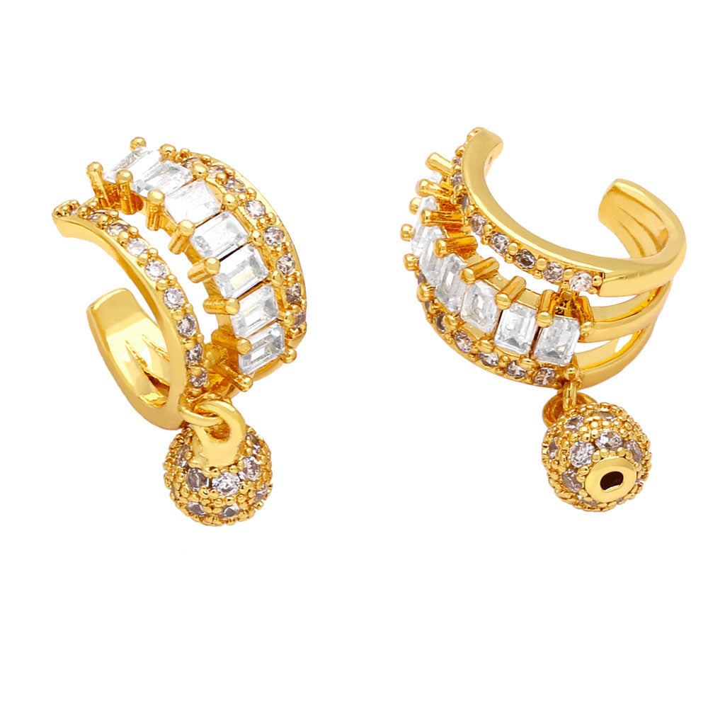 Mini Copper CZ Rhinestone Clip Earrings for Women