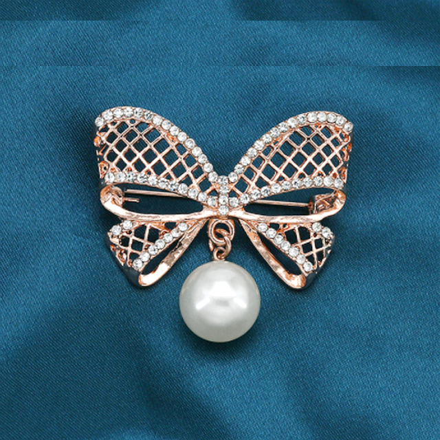 2PCS Brooch Women Clothes Fixed Pin Anti-Glare  Pearl Corsage