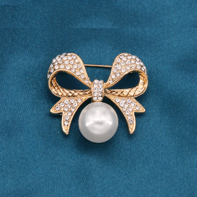 2PCS Brooch Women Clothes Fixed Pin Anti-Glare  Pearl Corsage