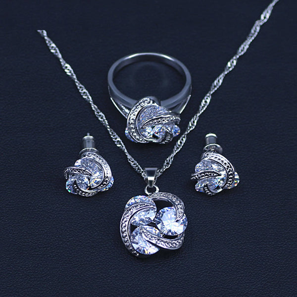 Natural Silver Color Bridal Jewelry Sets