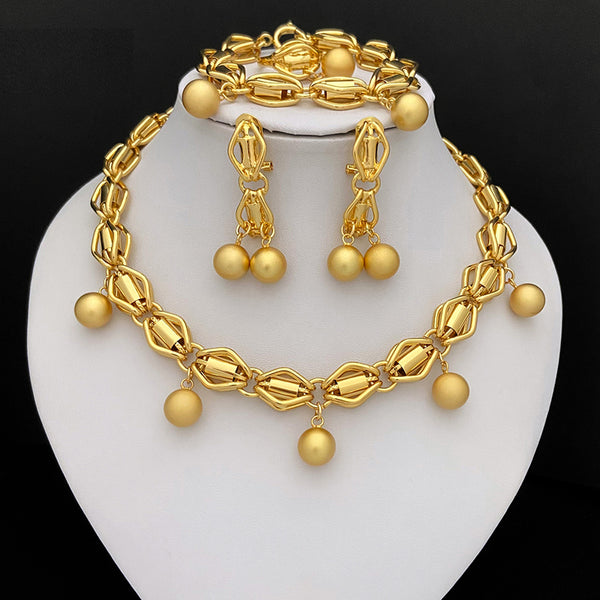 Fashion Jewelry Italian Gold Plated Jewelry Set Necklace And Earring For Women