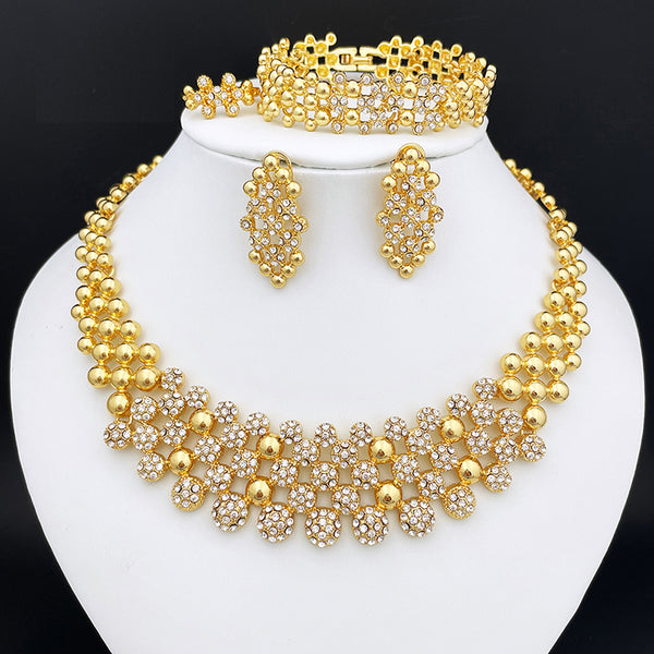 Fashion Jewelry Sets Gold Color Necklace Earrings For Women