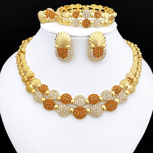 latest Italian Ladies Fine Jewelry Sets Gold Color Women