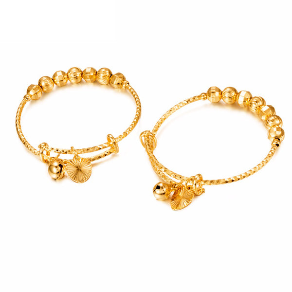 2pcs Dubai Bangles For Baby/Kids Gold Color Ethiopian Exquisite Bracelet