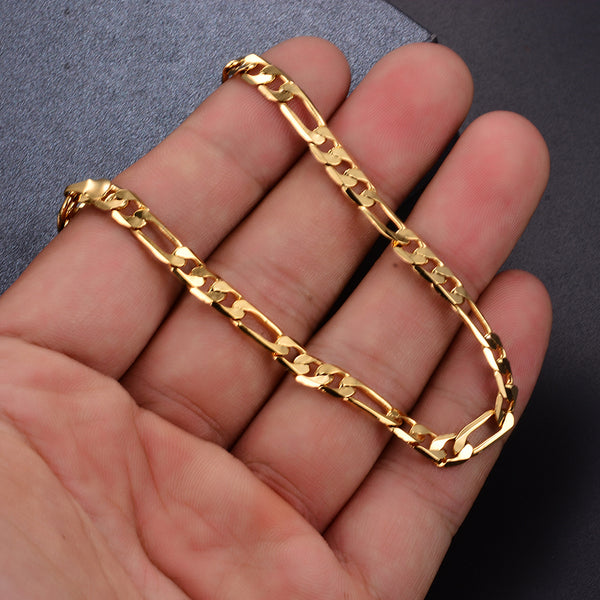 6MM Gold color copper Couple Bracelet For Men Women  Chain