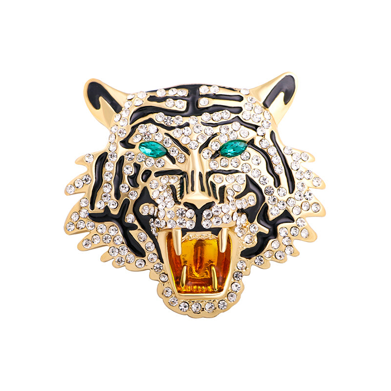 Rhinestone Roaring Tiger Brooches Women Men