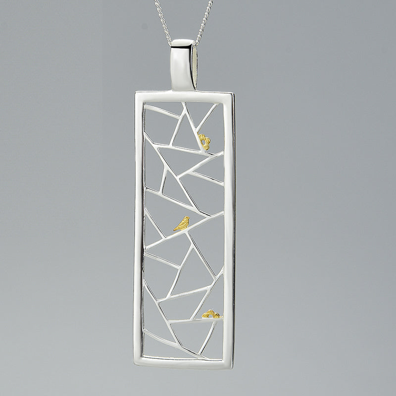 925 Sterling Silver  Oriental Element Window Decoration Paper-cut Design Pendant without Necklace