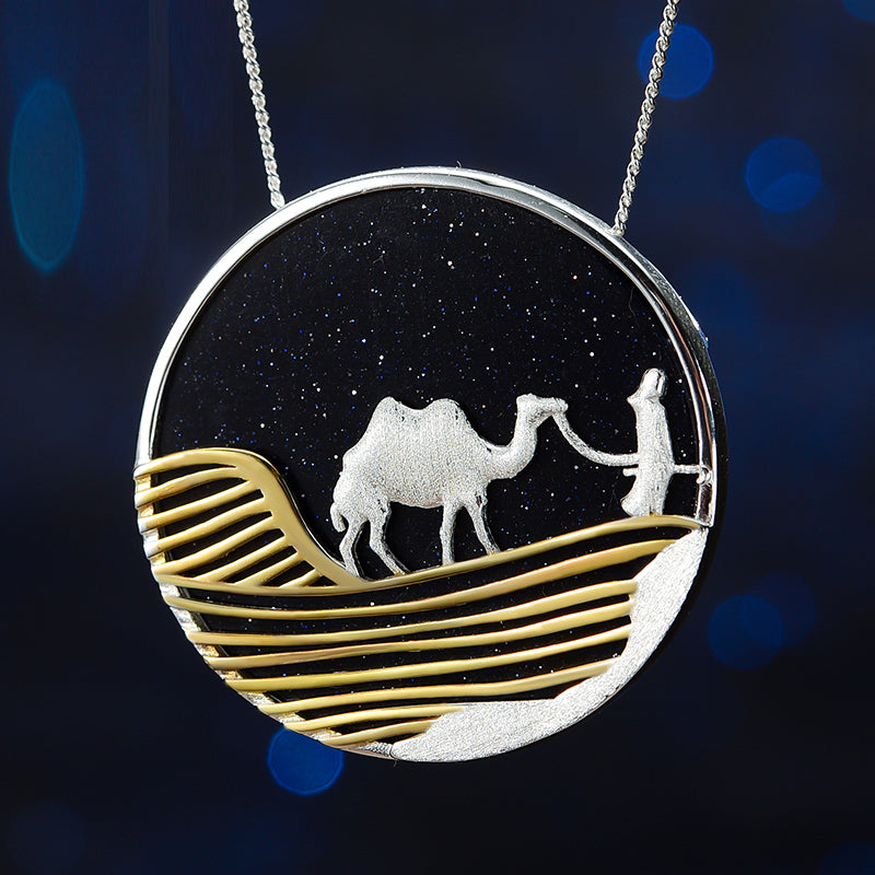 Starry  Desert Nights  18K Gold Pendant without Necklace