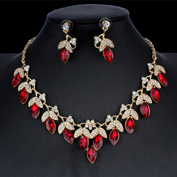 Crystal Necklace Earrings Jewelry Set for Women