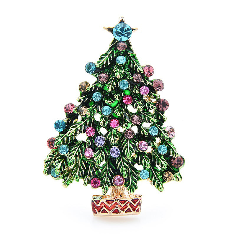 Green Enamel Tree Brooches Women Men Christmas Tree Party Causal Office Brooch