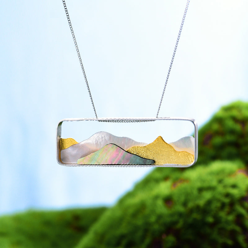 925 Sterling Silver Multipeaked Mountain Design Pendant without Necklace