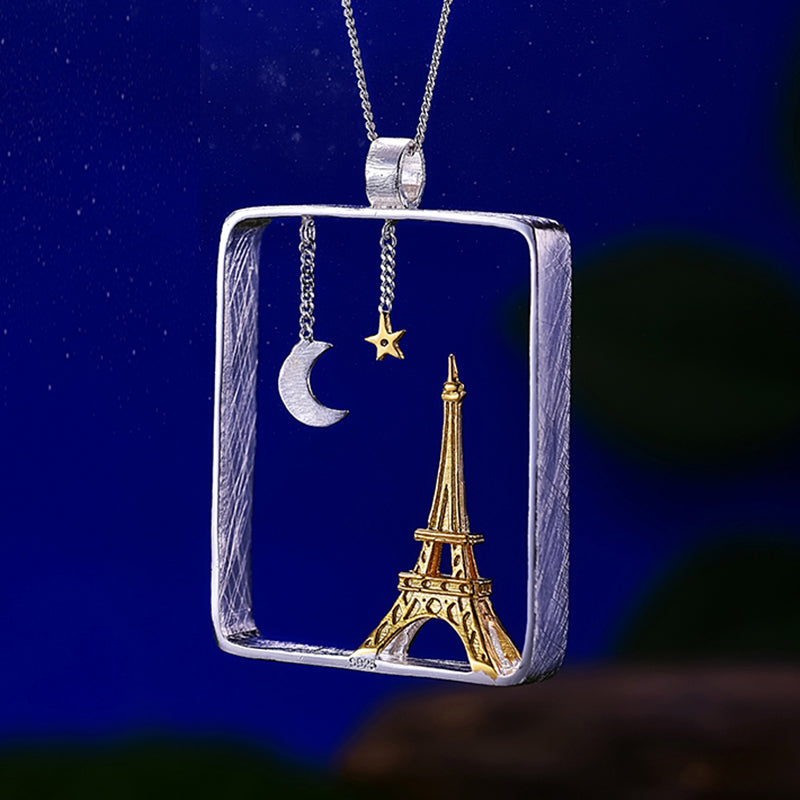 925 Sterling Silver Eiffel Tower Design Pendant without Necklace Acessorios