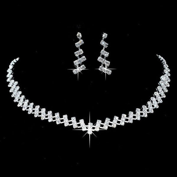 Rhinestone Choker Necklace Earrings Set for Women