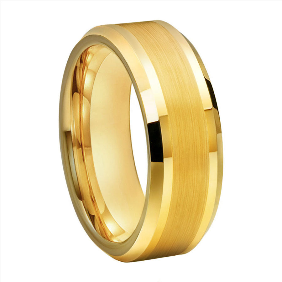 Gold Tungsten Carbide Wedding Band For Men Women