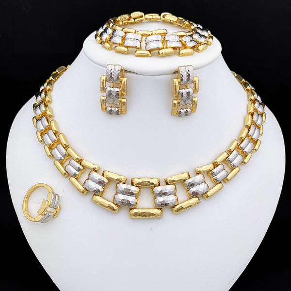 Gold Color Dubai Jewelry Sets Fashion Jewelry Necklaces Earrings For Women