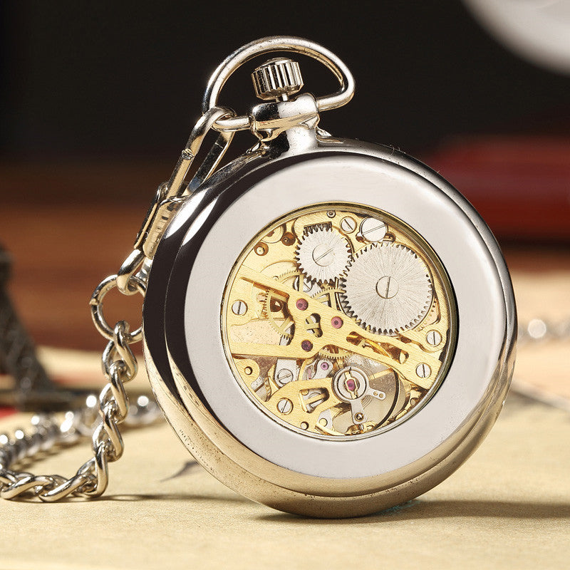 Silver Hand Winding Full Steel Pocket Watches