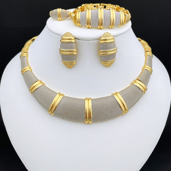 Gold Color Women Necklace And Earrings Prom Jewelry Set