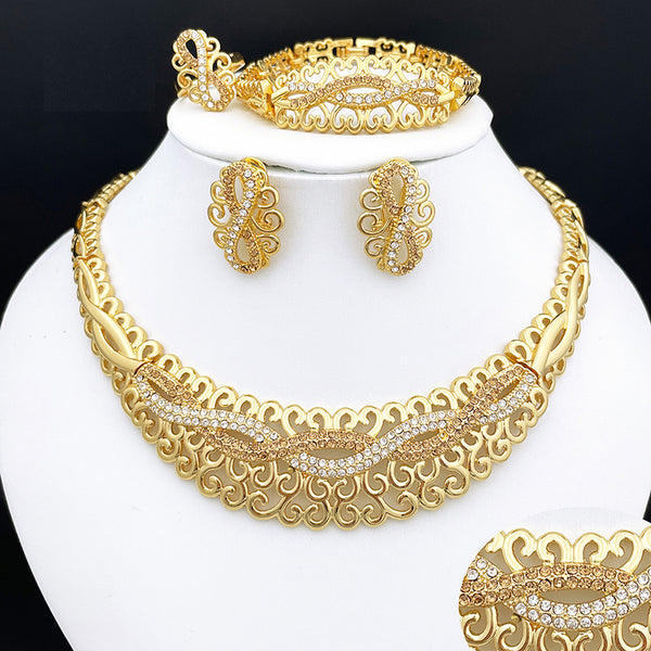 Gold Plated Jewelry Set Women Necklace And Earrings