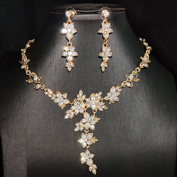 Women Bridesmaid Gift Leaf Crystal Necklace Set