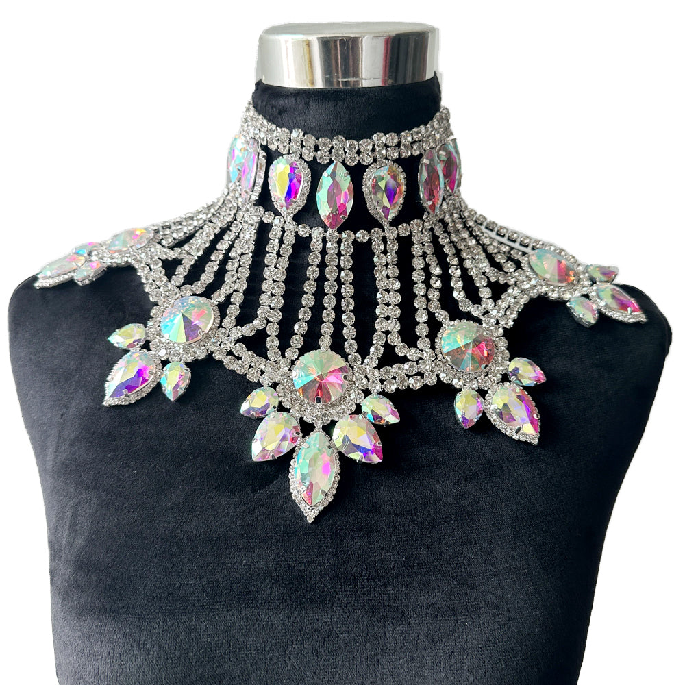 Glass Strass Top Shiny Necklace for Women Rhinestone Crystal AB Necklace