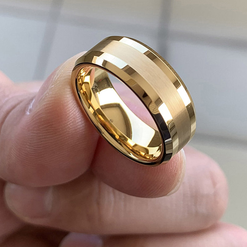 Gold Tungsten Carbide Wedding Band For Men Women