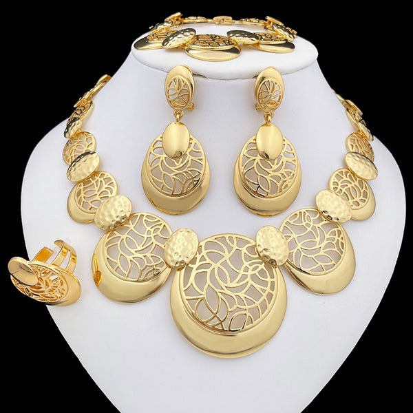 Italian Gold Plated Jewelry Set Necklace Earring Sets For Women