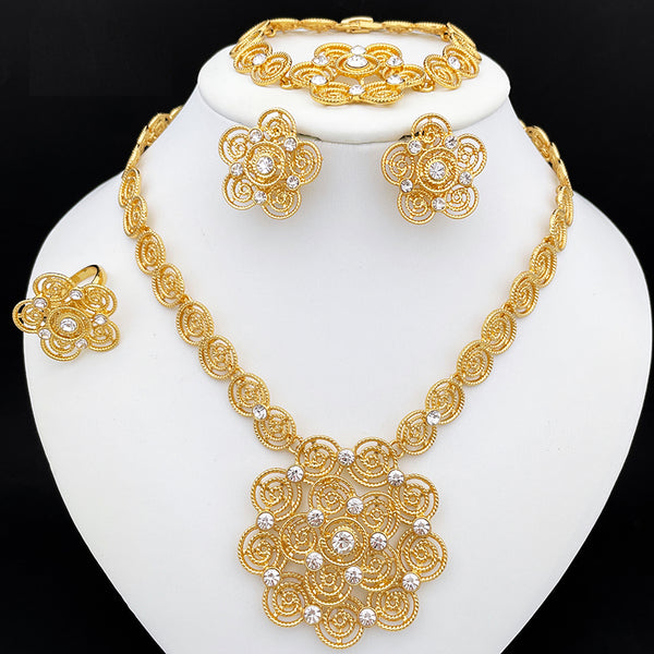 Fashion Jewelry Sets Gold Color Necklace And Earrings Set For Women