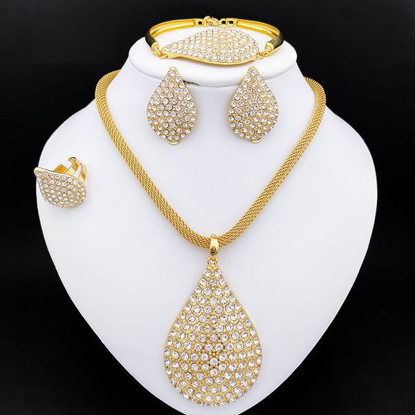 Italian Fashion Jewelry Sets Rhinestone Jewelry Necklace Earring sets For Women