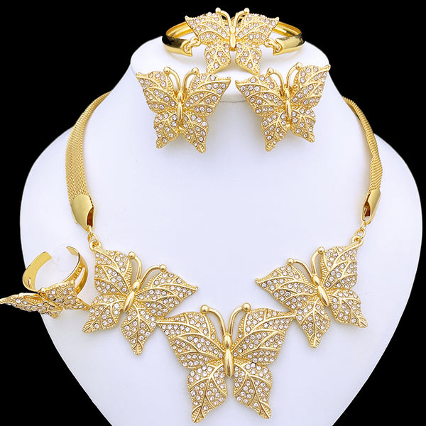 Fashion Jewelry Set For Women Butterfly Necklace Earrings Set