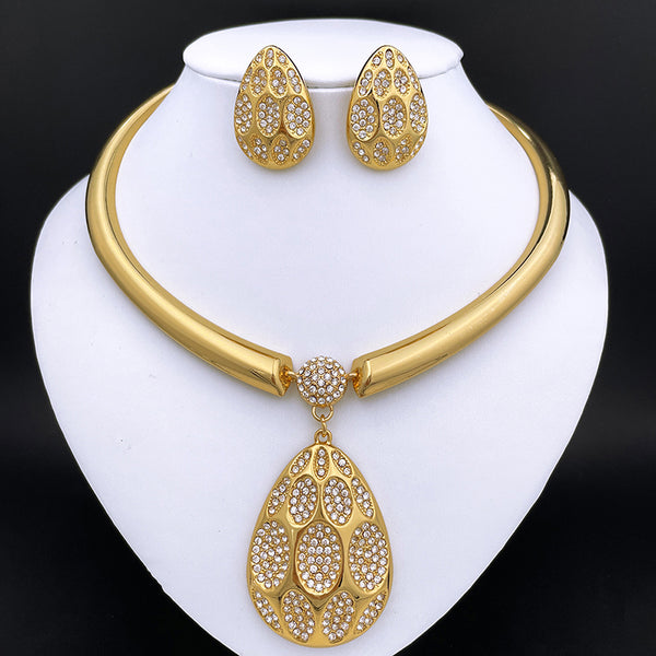 Dubai Women Necklace Earrings Set Gold Plated Fashion Jewelry