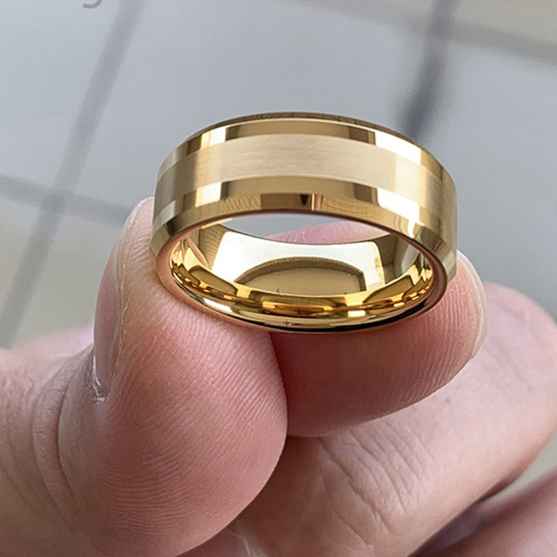 Gold Tungsten Carbide Wedding Band For Men Women