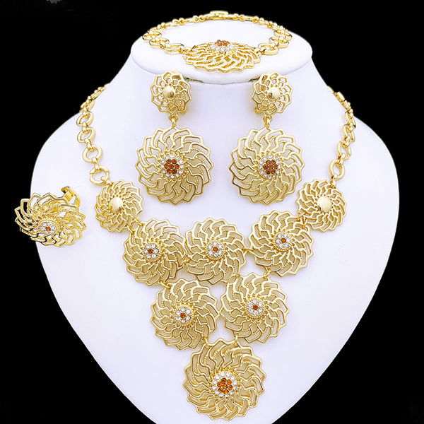 Fashion Jewelry Sets For Women Gold Color Necklace Earrings sets