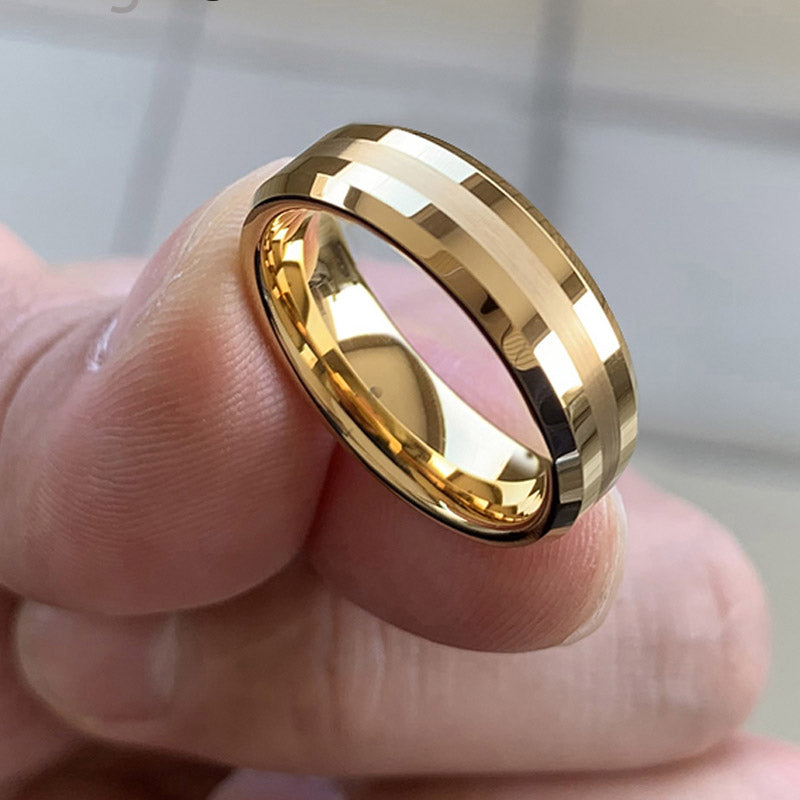 Gold Tungsten Carbide Wedding Band For Men Women