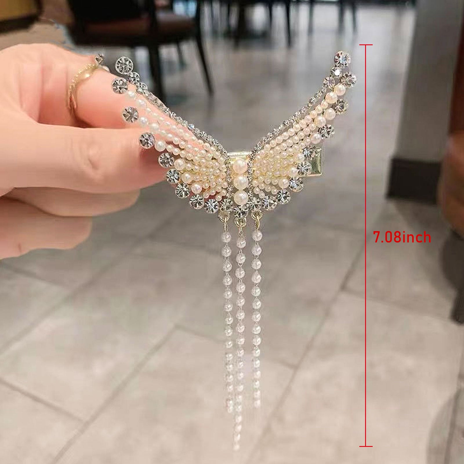 1PC Pearl Tassel Butterfly Hair Claw