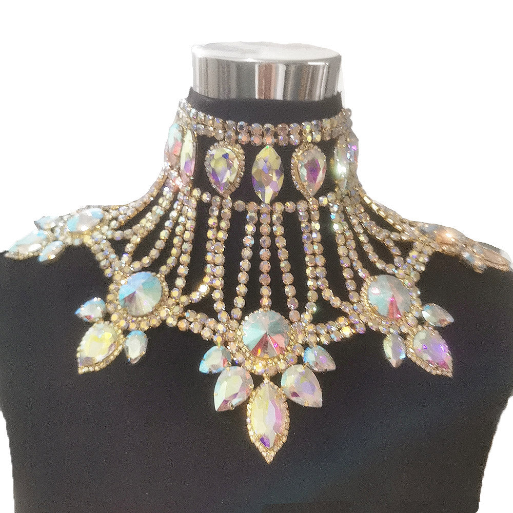 Glass Strass Top Shiny Necklace for Women Rhinestone Crystal AB Necklace