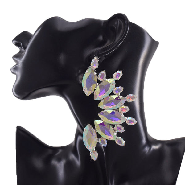 Ear Curve Big Glass strass Women Earring Clip on no pierced Fashion Girls Gift