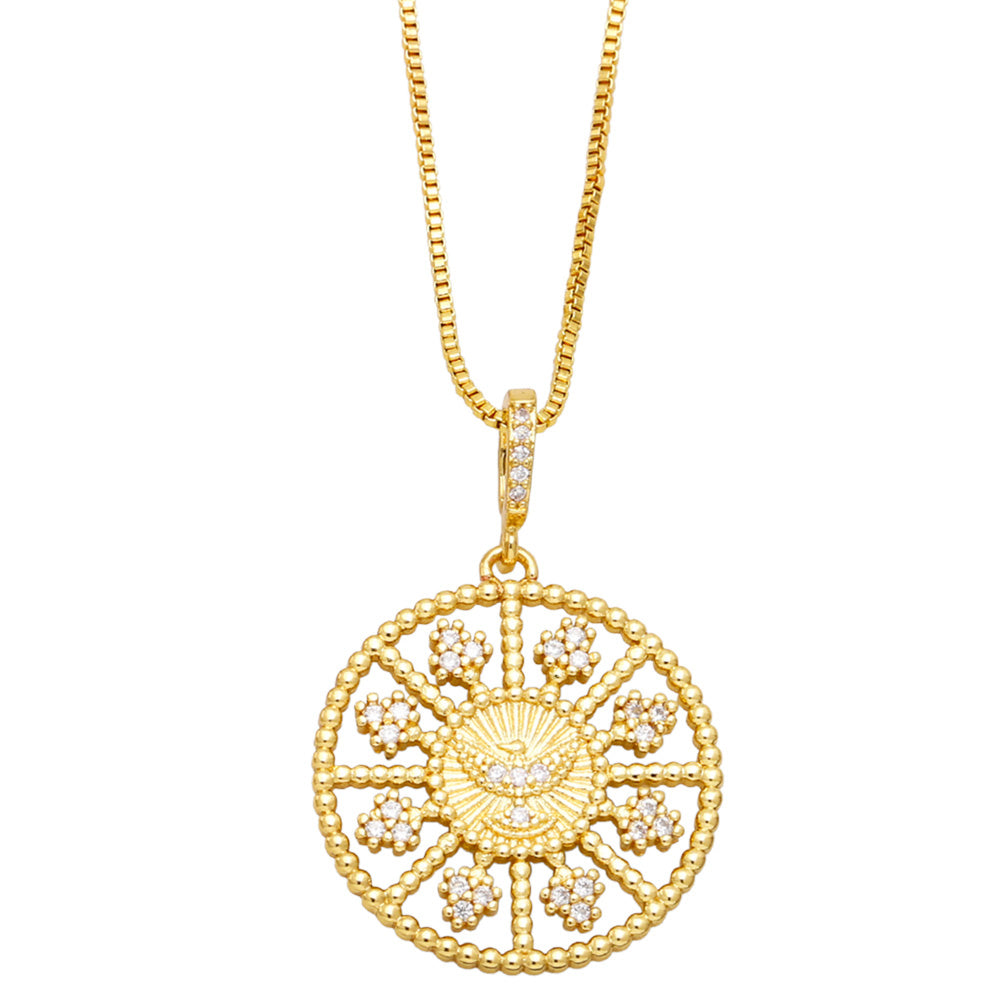 Copper Gold Plated San Benito Necklaces for Women CZ Rhinestone Big  Necklaces