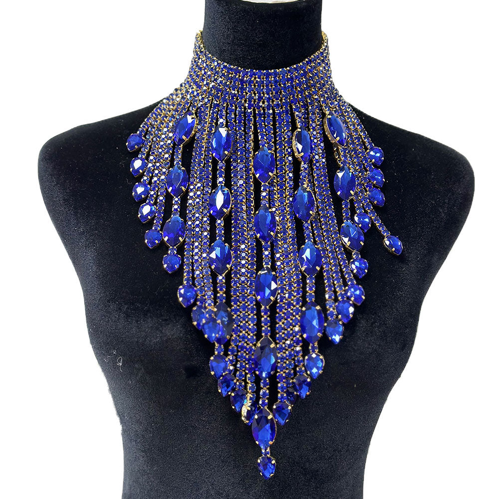 SS28 Stunning Crystal AB Long Lrregular Tassel Necklace for Women Choker Jewelry