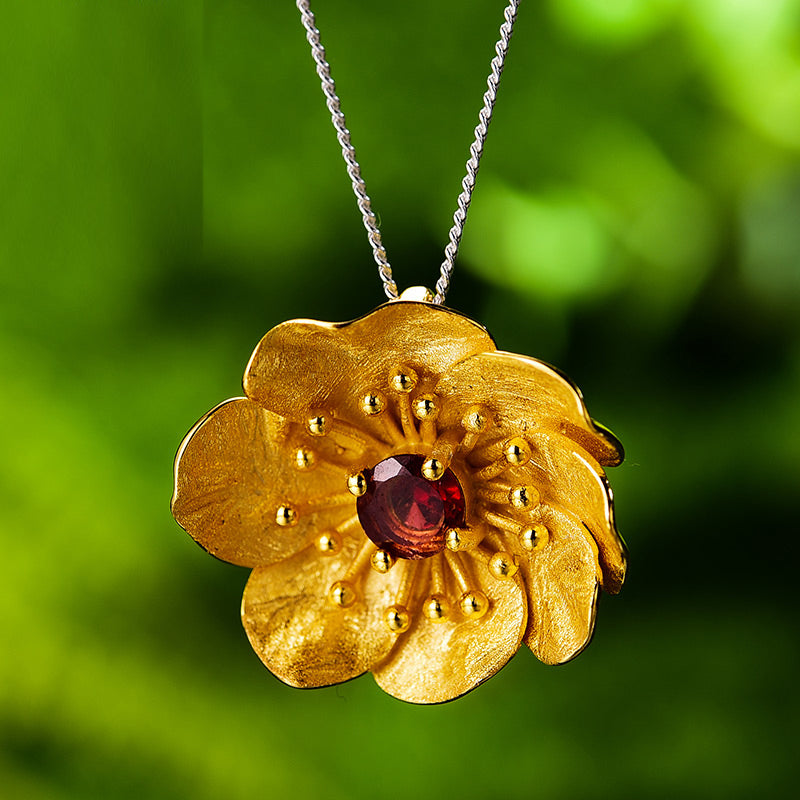 Blooming Anemone Flower Pendant without Necklace