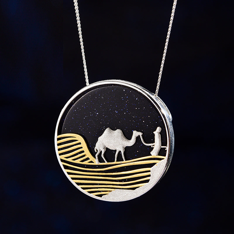 Starry  Desert Nights  18K Gold Pendant without Necklace