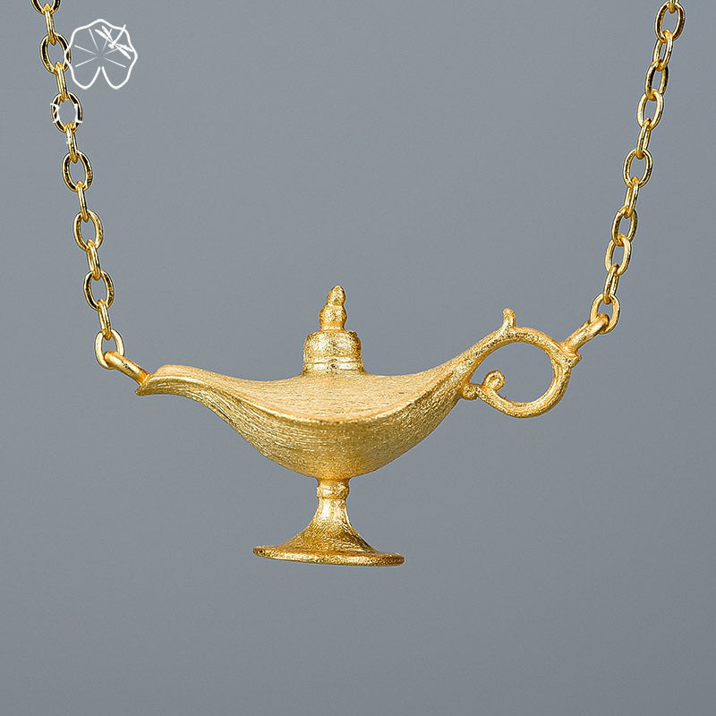 18K Gold Aladdin's Lamp Pendant Necklace