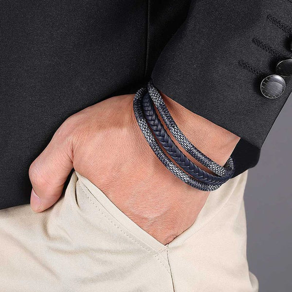 New Retro Style Hand-woven Multi-layer Combination Accessory Men Leather Bracelet