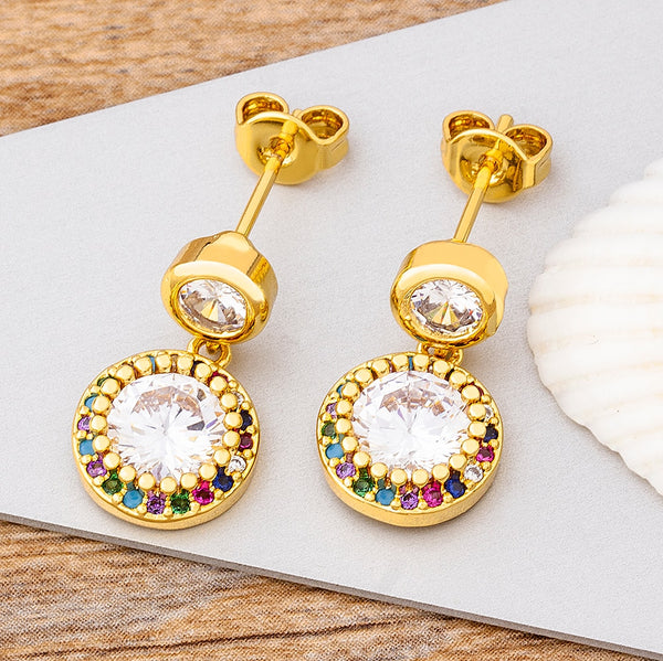 New Fashion Gold Color Copper Zircon Drop Earrings For Women