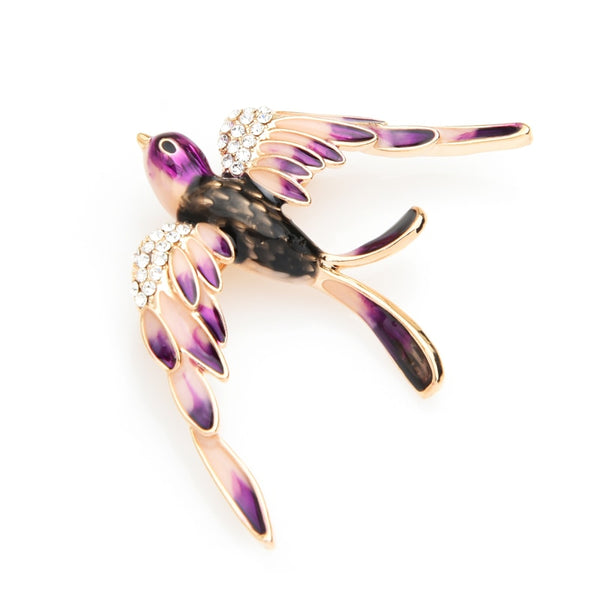 3 Color Flying Swallow Brooches Women Alloy Rhinestone Blue Purple Multicolor Bird Weddings Brooch