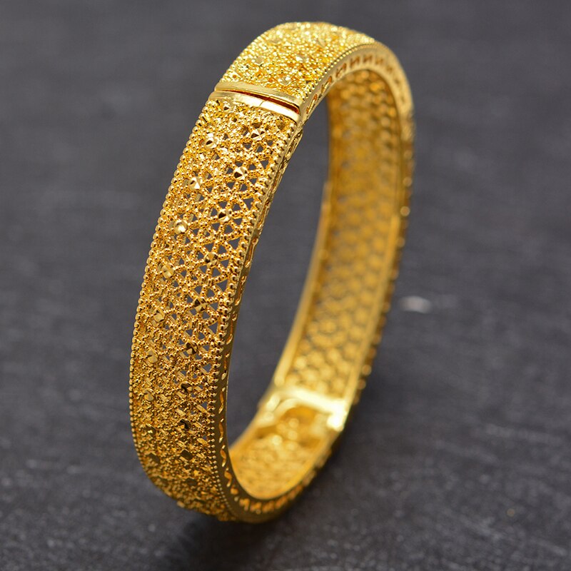 4PCS 24k Gold Bangle for Women Gold Dubai Bride Wedding Ethiopian Bracelet