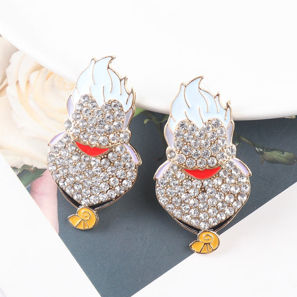 Rhinestone Cartoon Halloween Earrings Crystal Drop Earring