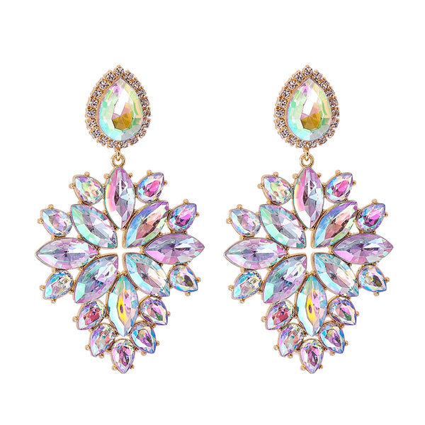 New Colorful Rhinestone Dangle Earrings High Quality Statement Crystal Drop Earring For Women