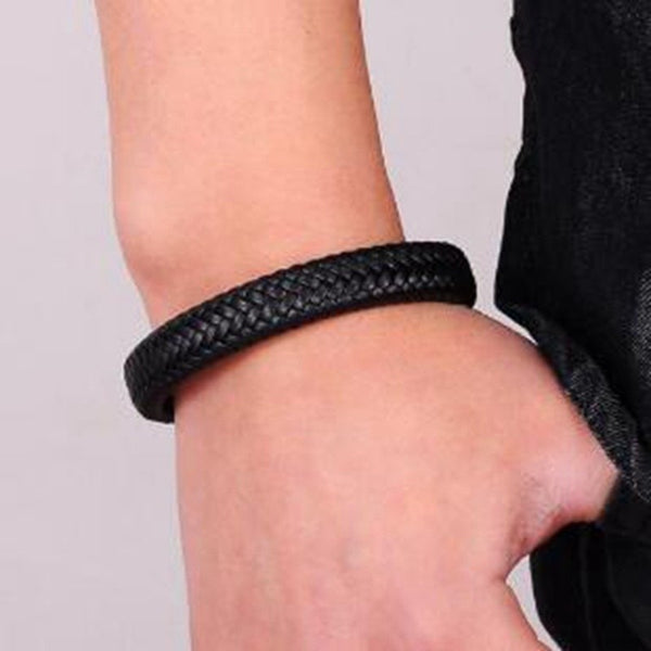 Black Braided Leather Wrap Bracelet for Men Infinity Bracelet