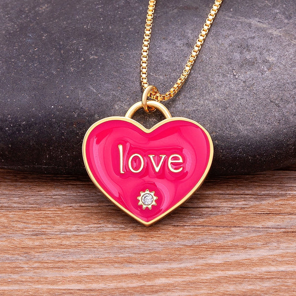 New Arrival INS Style Enamel Love Heart Pendant for Women