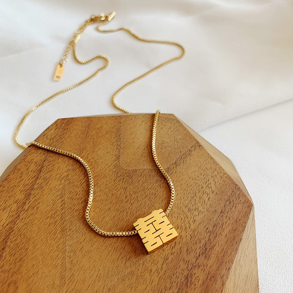 Lucky Chinese Character Pendant Necklace